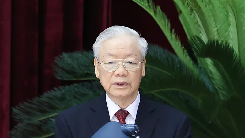 Tổng Bí thư Nguyễn Phú Trọng phát biểu khai mạc hội nghị. Ảnh: VIẾT CHUNG