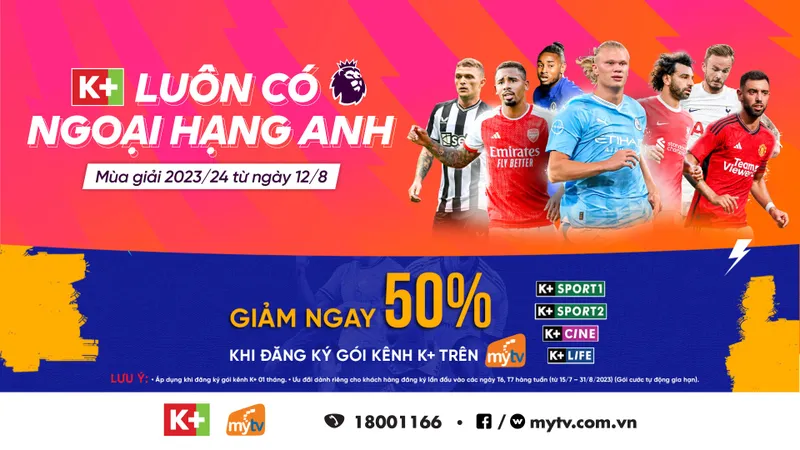 Khởi tranh Ngoại hạng Anh 2023-2024: Xem trực tiếp và độc quyền gói kênh K+ Truyền hình MyTV 