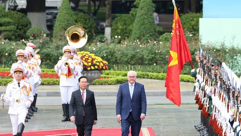 Chủ tịch nước Võ Văn Thưởng chủ trì lễ đón chính thức Tổng thống Đức Frank-Walter Steinmeier
