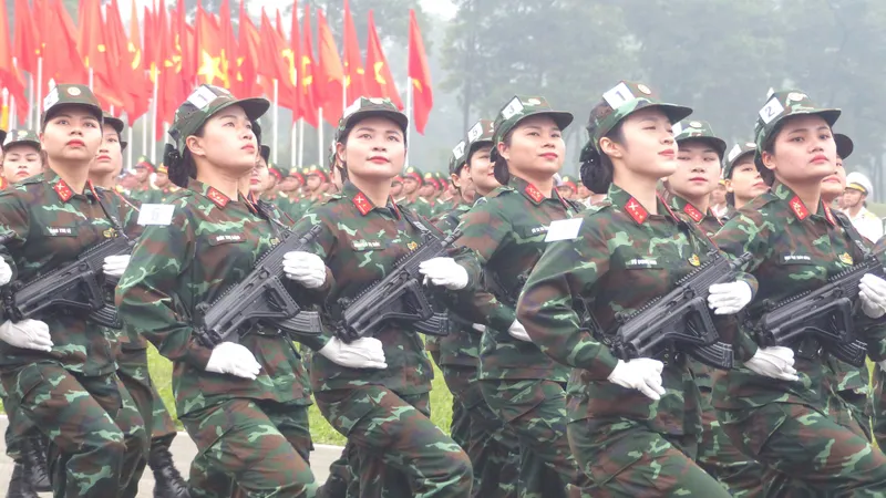 Hợp luyện khối diễu binh, diễu hành tại lễ kỷ niệm 70 năm chiến thắng Điện Biên Phủ