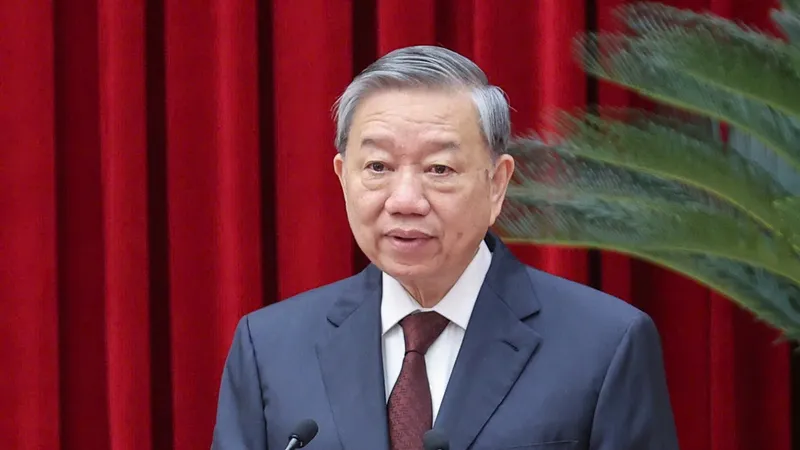 Tổng Bí thư Tô Lâm phát biểu tại Hội nghị lần thứ 11 Ban Chấp hành Trung ương Đảng khóa XIII, sáng 10-4-2025. Ảnh: VIẾT CHUNG