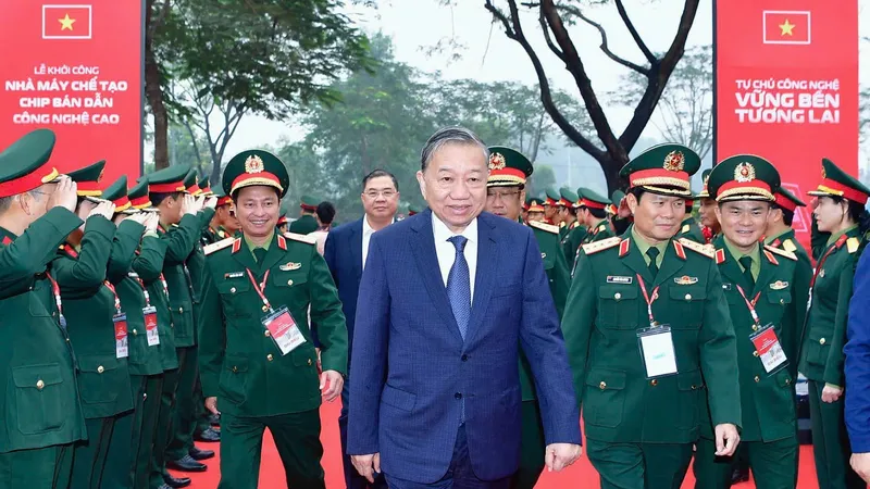 Tổng Bí thư Tô Lâm dự lễ khởi công xây dựng nhà máy chế tạo chip bán dẫn đầu tiên tại Việt Nam