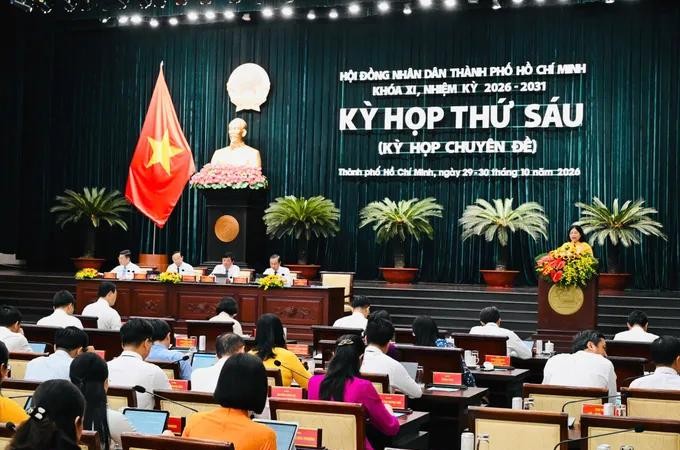 胡志明市第十一届人民议会第六次会议开幕式。越勇摄