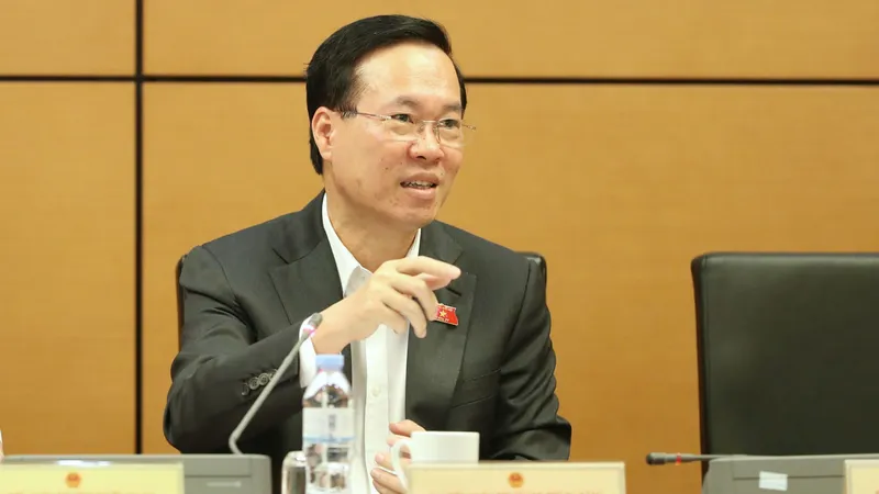 Chủ tịch nước Võ Văn Thưởng phát biểu tại phiên thảo luận tại tổ ĐBQH. Ảnh: QUANG PHÚC 