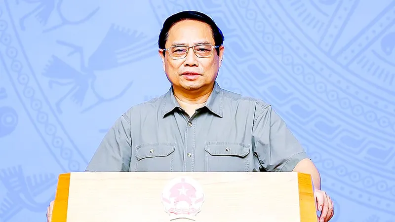 Thủ tướng Phạm Minh Chính phát biểu tại hội nghị tổng kết công tác phòng chống dịch Covid-19 của Ban Chỉ đạo quốc gia phòng chống dịch Covid-19 trực tuyến với các địa phương. Ảnh: VIẾT CHUNG