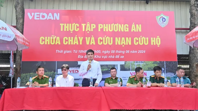 Công ty Vedan Việt Nam thực tập phương án “Phòng cháy chữa cháy và cứu nạn cứu hộ” năm 2024