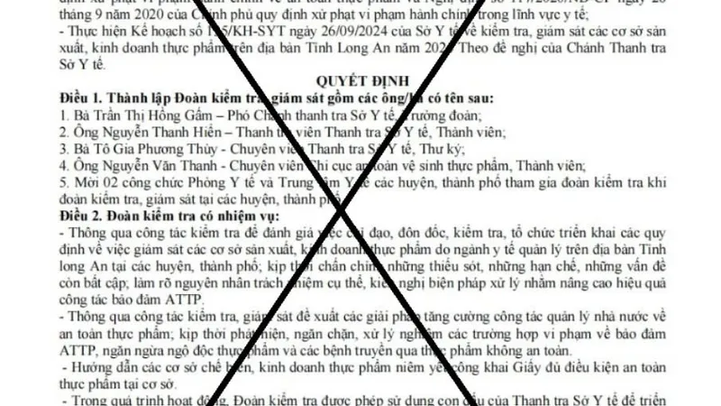 Xuất hiện quyết định giả mạo Sở Y tế tỉnh Long An 