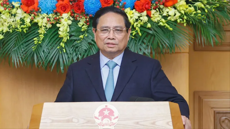 Thủ tướng Phạm Minh Chính chủ trì và phát biểu tại cuộc tọa đàm với các doanh nghiệp Nhật Bản, chiều 1-3. Ảnh: VIẾT CHUNG