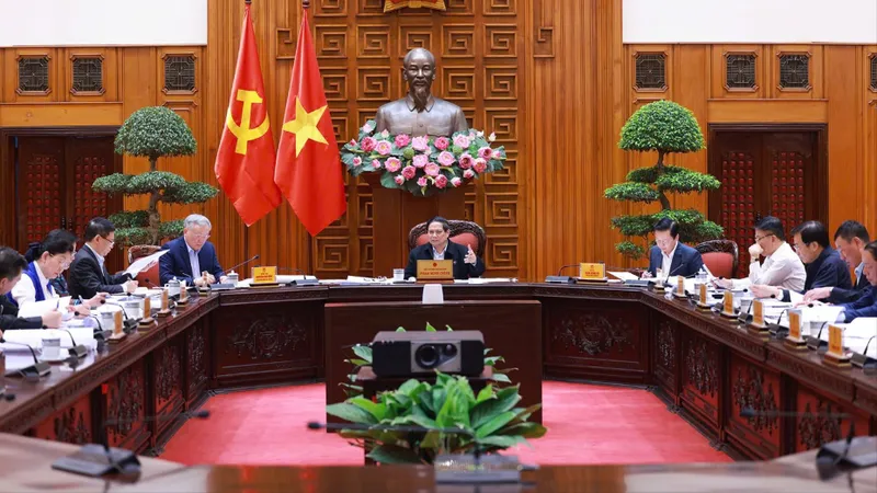 Đồng chí Phạm Minh Chính, Ủy viên Bộ Chính trị, Bí thư Đảng ủy Chính phủ, Thủ tướng Chính phủ chủ trì cuộc họp của Ban Thường vụ Đảng ủy Chính phủ