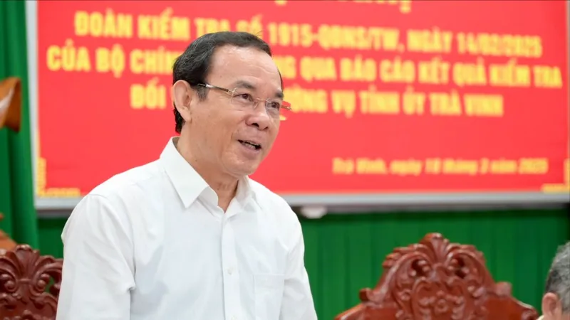 Đoàn kiểm tra của Bộ Chính trị làm việc với Ban Thường vụ Tỉnh ủy Trà Vinh