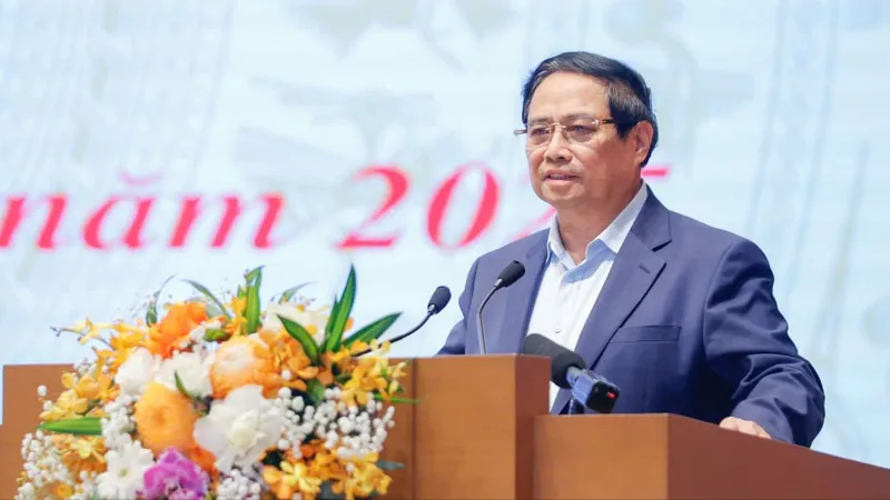 Thủ tướng Phạm Minh Chính phát biểu tại phiên họp. Ảnh: VIẾT CHUNG