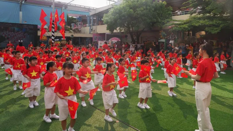 Học sinh Trường Mầm non Thành phố (quận 3, TPHCM) trong Ngày hội 50 năm phát triển bậc học mầm non 