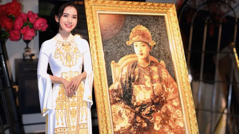 Xếp từng hạt gạo thành tranh 