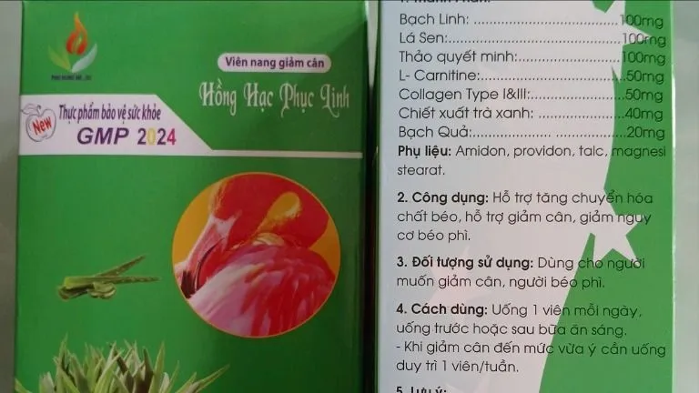Viên nang giảm cân Hồng Hạc Phục Linh chứa chất cấm nguy hại