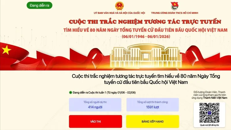 Cuộc thi tìm hiểu 80 năm ngày tổng tuyển cử đầu tiên bầu Quốc hội Việt Nam theo hình thức trắc nghiệm tương tác trực tuyến.