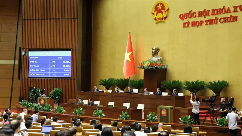 Quốc hội bấm nút thông qua nghị quyết sáng 16-6. Ảnh: QUANG PHÚC