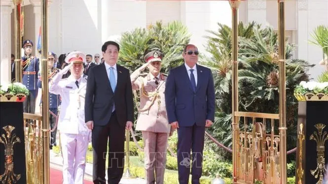 Lễ đón Chủ tịch nước Lương Cường thăm cấp Nhà nước Cộng hòa Arab Ai Cập