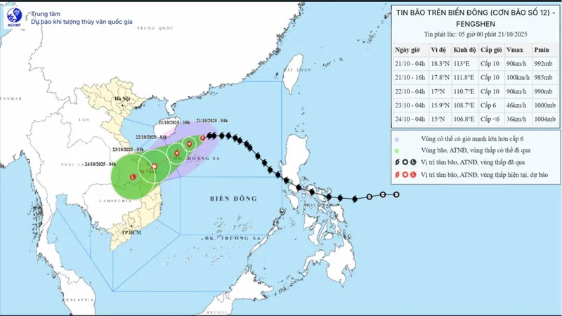 Hôm nay 21-10, bão số 12 chuyển hướng