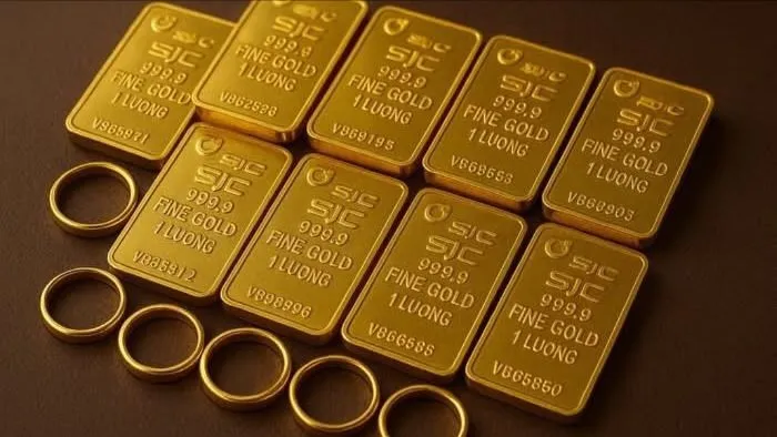 Vàng miếng SJC và vàng nhẫn 9999 cùng giảm 2,2 triệu đồng/lượng