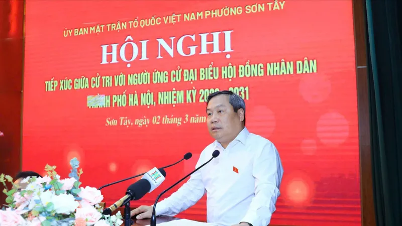Chủ tịch UBND TP Hà Nội Vũ Đại Thắng tiếp xúc cử tri, vận động bầu cử