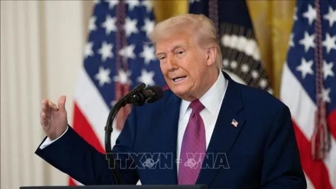 Tổng thống Mỹ Donald Trump phát biểu tại Nhà Trắng, Washington, D.C. Ảnh: THX/TTXVN