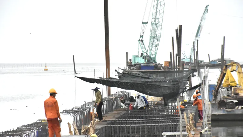 Cận cảnh thi công dự án lấn biển 17ha ở An Giang