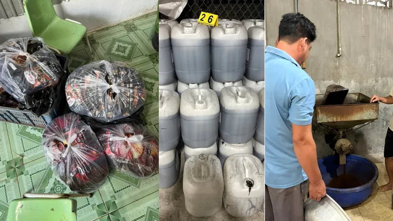 Hiện trường nơi các đối tượng sản xuất chế biến bột cà phê giả