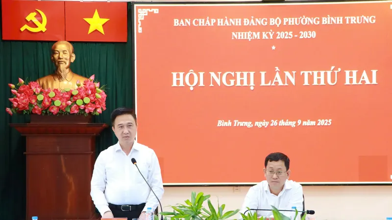 Phó Bí thư Thành ủy TPHCM Đặng Minh Thông phát biểu chỉ đạo tại Hội nghị lần thứ 2 Ban Chấp hành Đảng bộ phường Bình Trưng, nhiệm kỳ 2025-2030