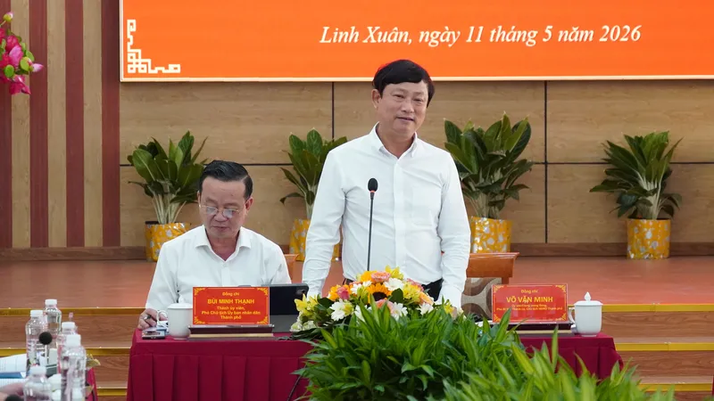 Đồng chí Võ Văn Minh phát biểu tại buổi làm việc