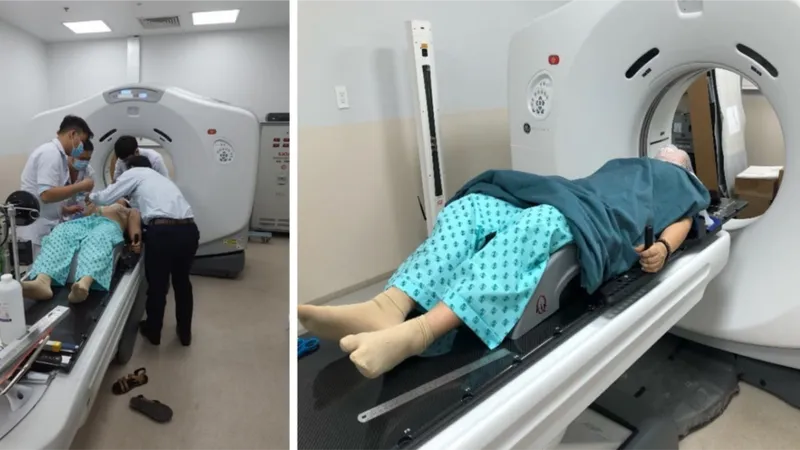 Bệnh nhân đầu tiên được thực hiện CT mô phỏng trước khi được xạ trị vùng đầu cổ