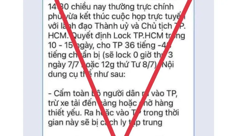 Bác thông tin “lock TPHCM trong 10-15 ngày”