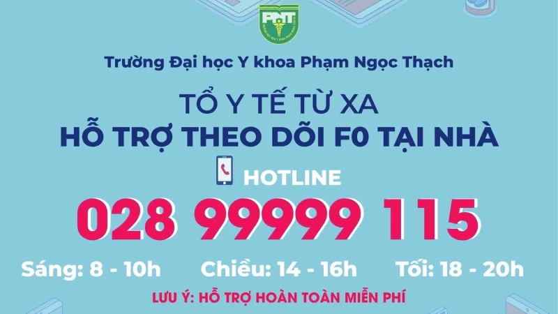 Hỗ trợ chăm sóc F0 nhẹ đang cách ly tại nhà qua số hotline 028.99999.115