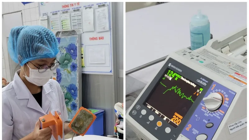 Bác sĩ khoa Cấp cứu Bệnh viện Bệnh Nhiệt đới sốc điện đồng bộ lần 2 cho bệnh nhân P.T.D.M.