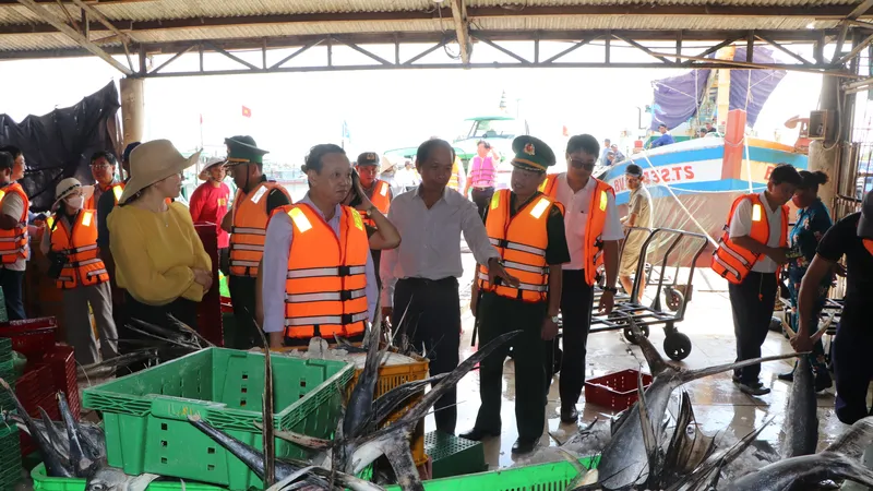 Đoàn kiểm tra tại cảng cá Incomap (phường Vũng Tàu)