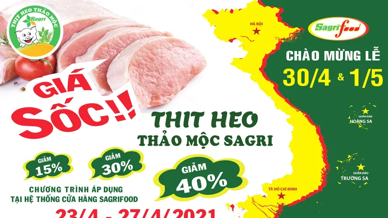 Nhân dịp lễ lớn, công ty giảm giá nhiều mặt hàng thịt heo thảo mộc