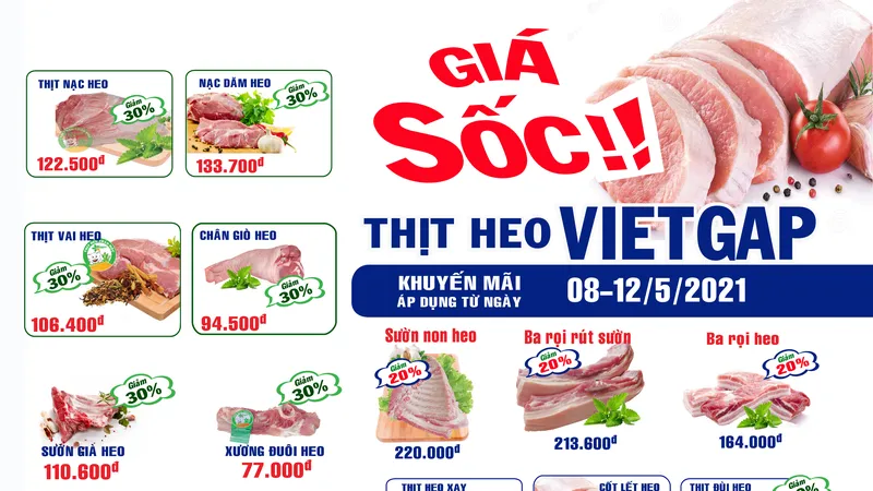 Sagrifood giảm giá thịt heo VietGAP lên đến 40% 