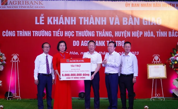 Agribank bàn giao công trình Trường Tiểu học Thường Thắng, huyện Hiệp Hòa, tỉnh Bắc Giang