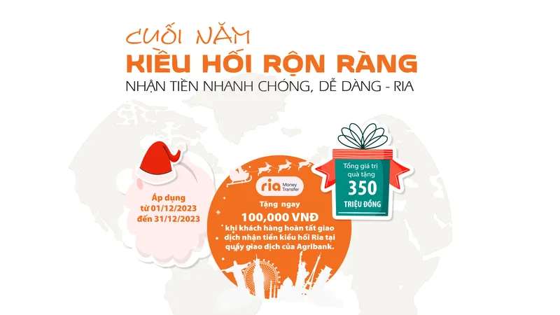 Nhận tiền kiều hối Ria tại Agribank – Nhận ngay 100.000 đồng