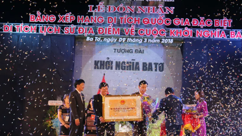 Đón nhận Bằng di tích về địa điểm cuộc khởi nghĩa Ba Tơ