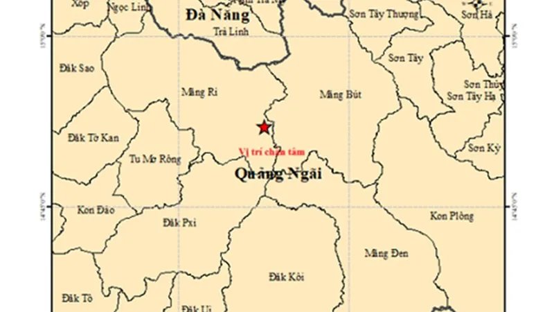 Động đất độ lớn 3.6 xảy ra Măng Ri, Quảng Ngãi