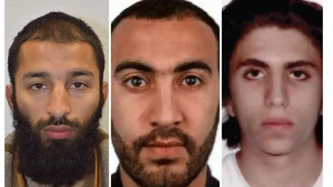  Ảnh 3 nghi phạm Khuram Shazad Butt, Rachid Redouane và Youssef Zaghba (từ trái sang) do Cảnh sát London công bố ​