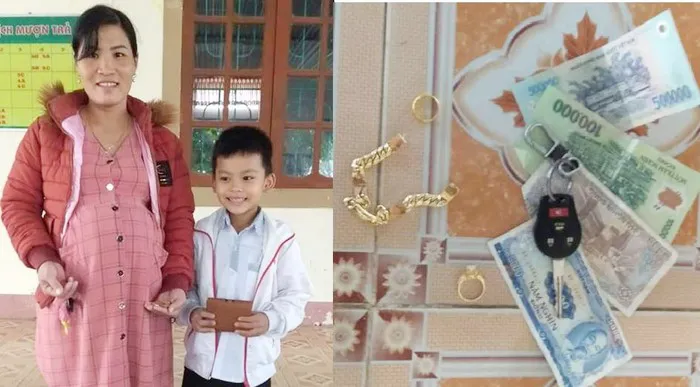 Học sinh lớp 3 nhặt được tiền và vàng trả lại cho người đánh rơi