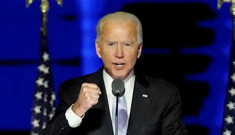 Ông Joe Biden tuyên bố giành chiến thắng tại buổi lễ ở quê nhà, thành phố Wilmington, bang Delaware, Mỹ. Ảnh: REUTERS