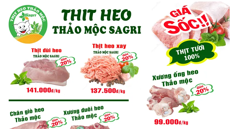 Sagrifood giảm 20% giá thịt heo thảo mộc dịp tết