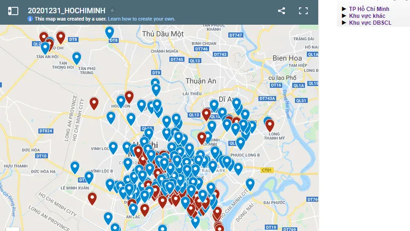 “Bản đồ ngoại kiểm” tích hợp trên trang thông tin điện tử của Trung tâm Kiểm chuẩn Xét nghiệm TPHCM