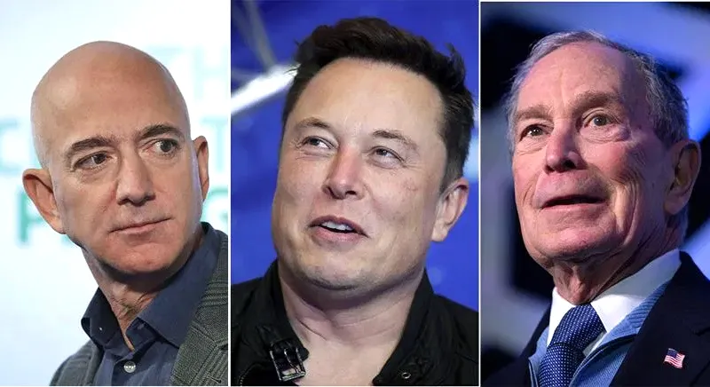 Những tỷ phú trong nhóm giàu nhất thế giới (từ trái sang): Jeff Bezos, Elon Musk và Michael Bloomberg