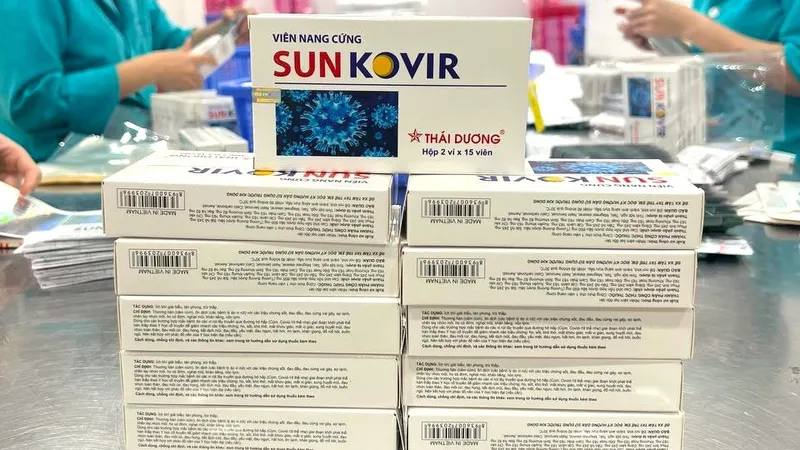 Thuốc SunKovir thành phẩm đang được đóng gói tại Công ty cổ phần Sao Thái Dương 