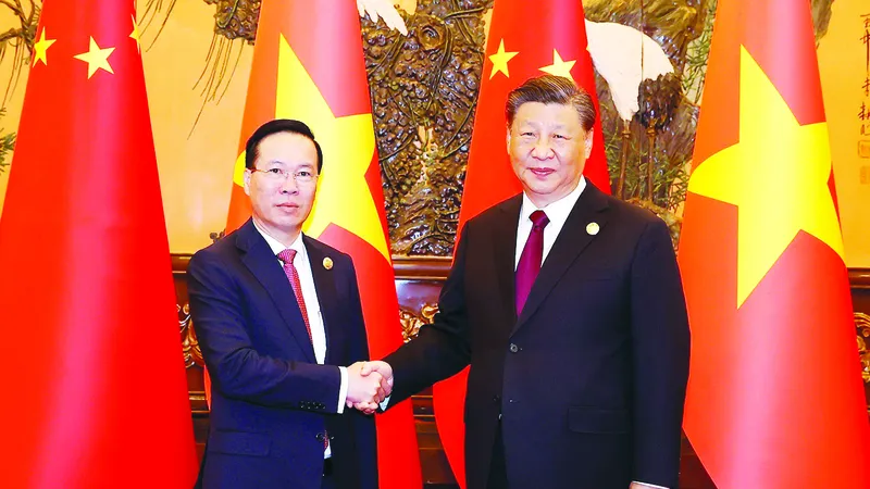 Chủ tịch nước Võ Văn Thưởng và Tổng Bí thư, Chủ tịch Trung Quốc Tập Cận Bình. Ảnh: TTXVN