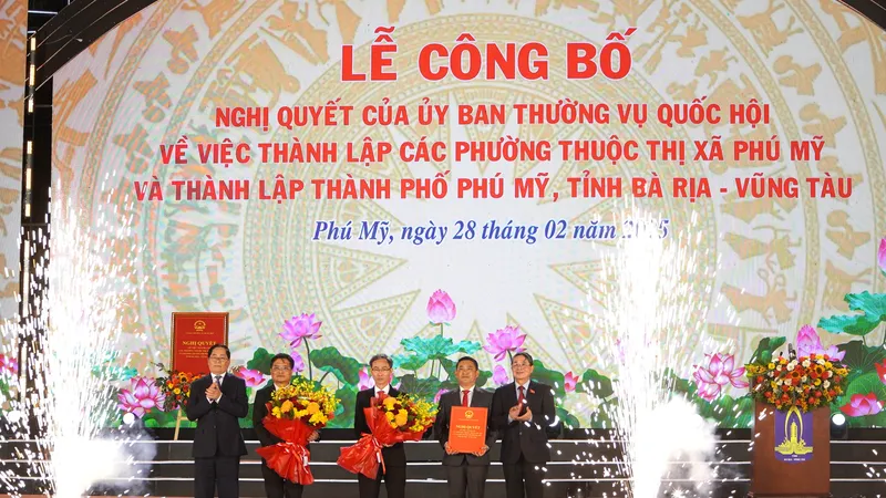 Lễ công bố nghị quyết TP Phú Mỹ, tỉnh Bà Rịa - Vũng Tàu