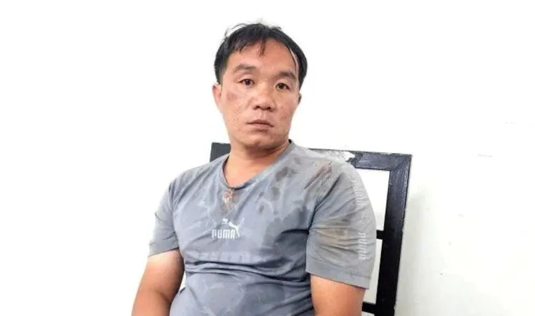 Đối tượng Dương Hữu Trí tại cơ quan điều tra. Ảnh: CA BRVT